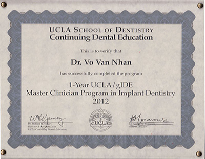 Master Clinican In Implant Dentistry UCLA