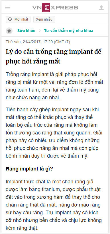 Lý do cần trồng răng implant để phục hồi răng mất