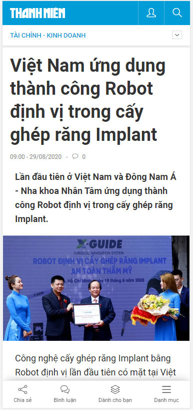 Việt Nam ứng dụng thành công Robot định vị trong cấy ghép răng Implant