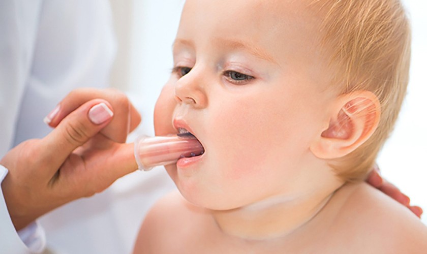 Parents can use clean cloth or gauze to clean the baby's gums