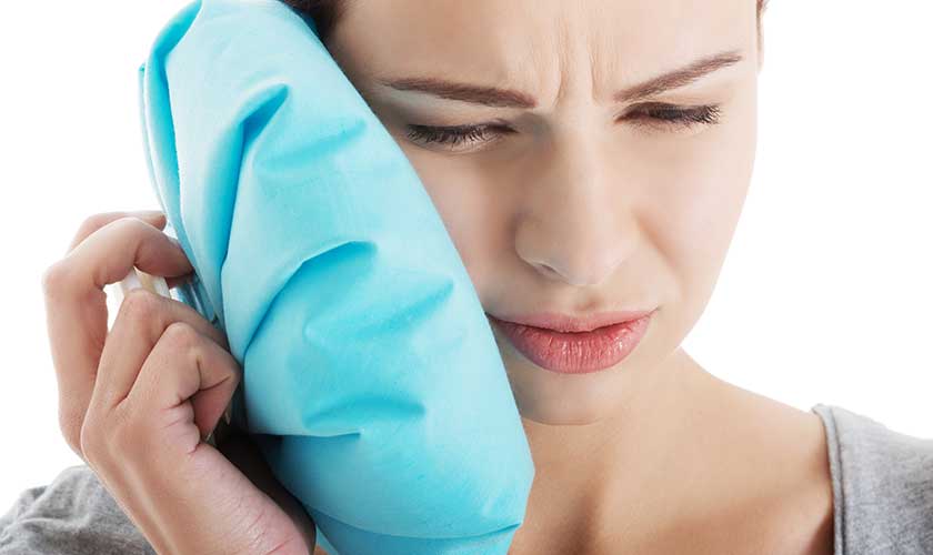 After dental Implant, you can apply ice to relieve pain and reduce swelling