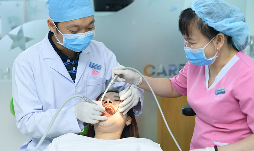 Grinding for impressions, attaching temporary teeth