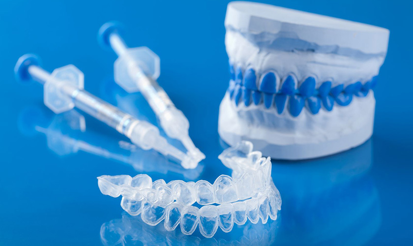 Teeth whitening trays are made of clear plastic
