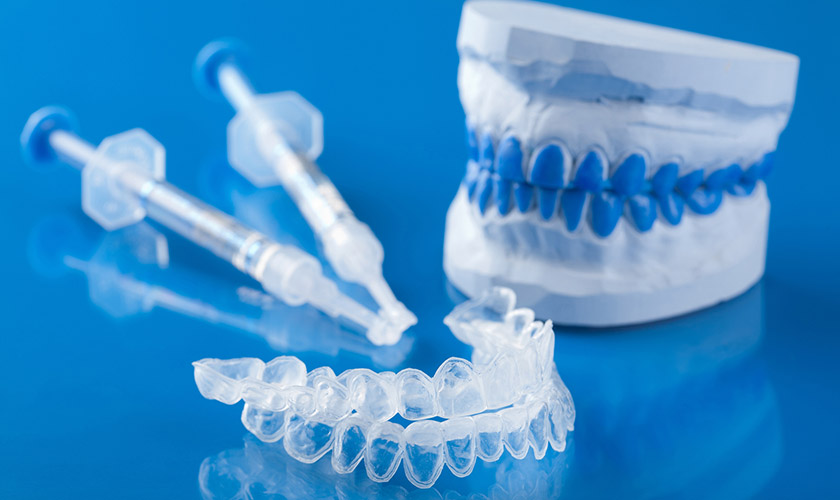 Teeth whitening trays are made of clear plastic